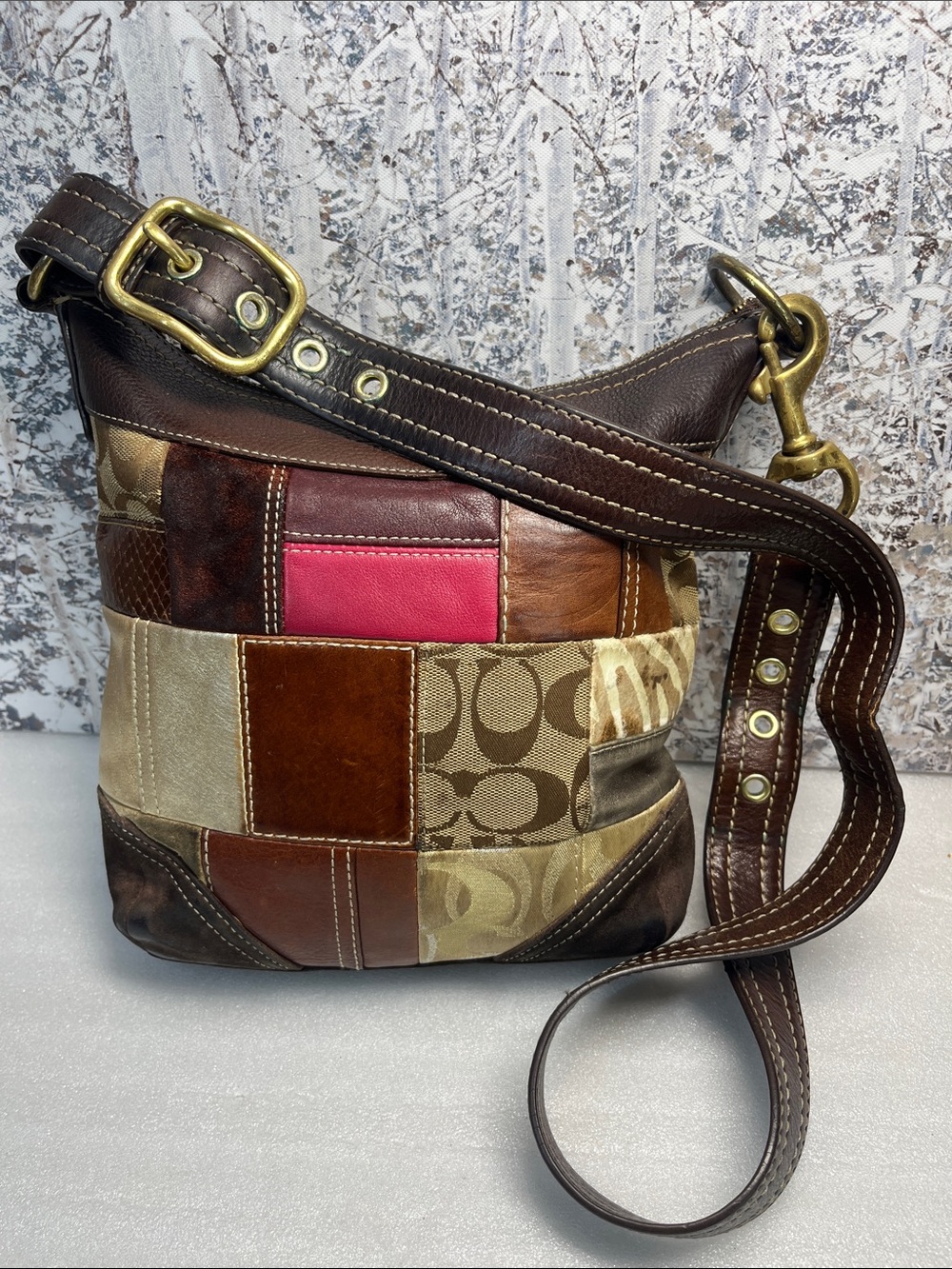 COACH Messenger Holiday Multimedia Patchwork Shoulder/Crossbody Bag